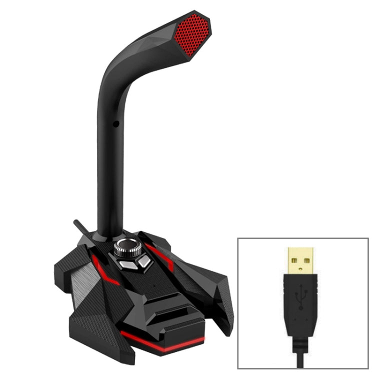 GK Omnidirectional USB Dual Mic with Built-in Sound Card for PC/Mac (Black & Red)