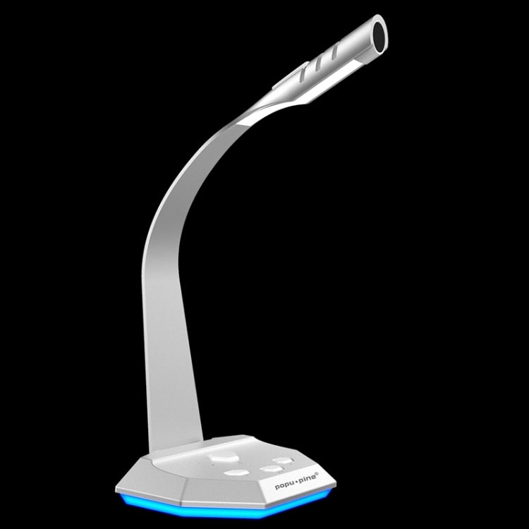 K3 Desktop USB Dual Mic Condenser with LED Light for PC/Mac, Live Broadcast (Silver)