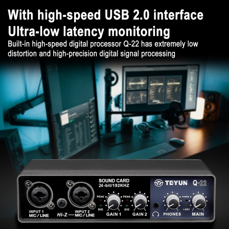 TEYUN Q-22 USB Computer Free Srive Microphone External Sound Card, Q-22