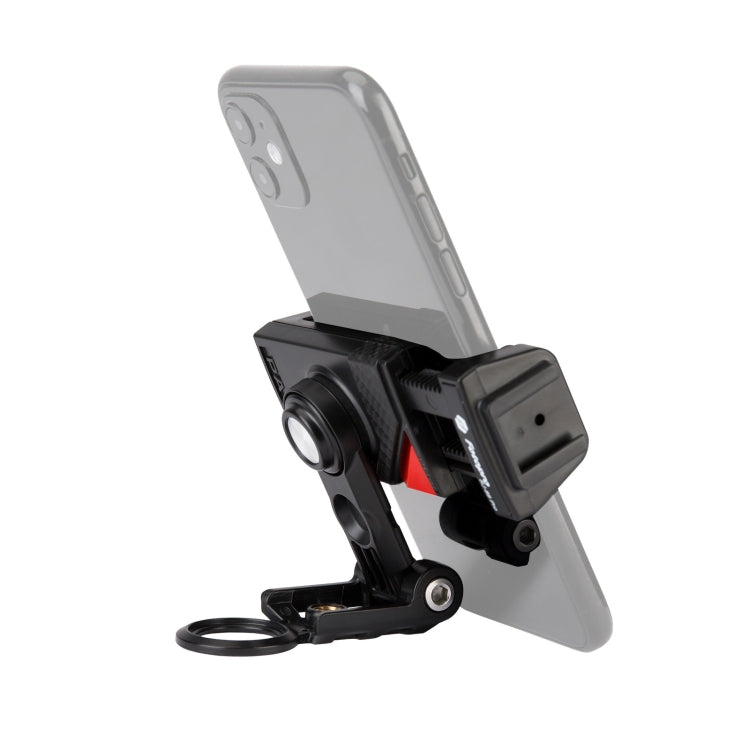 Fotopro SJ-89 Pro Carbon Fiber Texture Horizontal and Vertical Tripod Mount Adapter Phone Clamp Bracket with Cold Shoe (Black)
