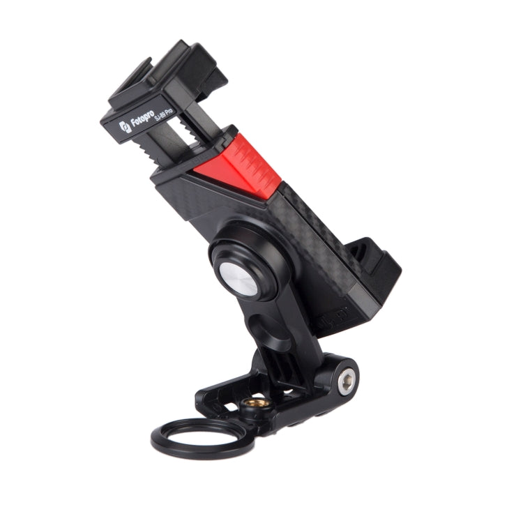 Fotopro SJ-89 Pro Carbon Fiber Texture Horizontal and Vertical Tripod Mount Adapter Phone Clamp Bracket with Cold Shoe (Black)