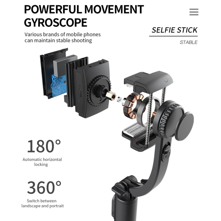 Q08 Gimbal Stabilizer Bluetooth Remote Control Tripod Selfie Stick, Q08 (Black)