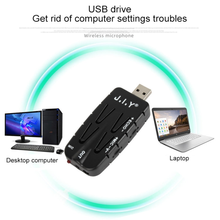 J.I.Y K Song Wireless Microphones for TV PC with Audio Card USB Receiver (Black)