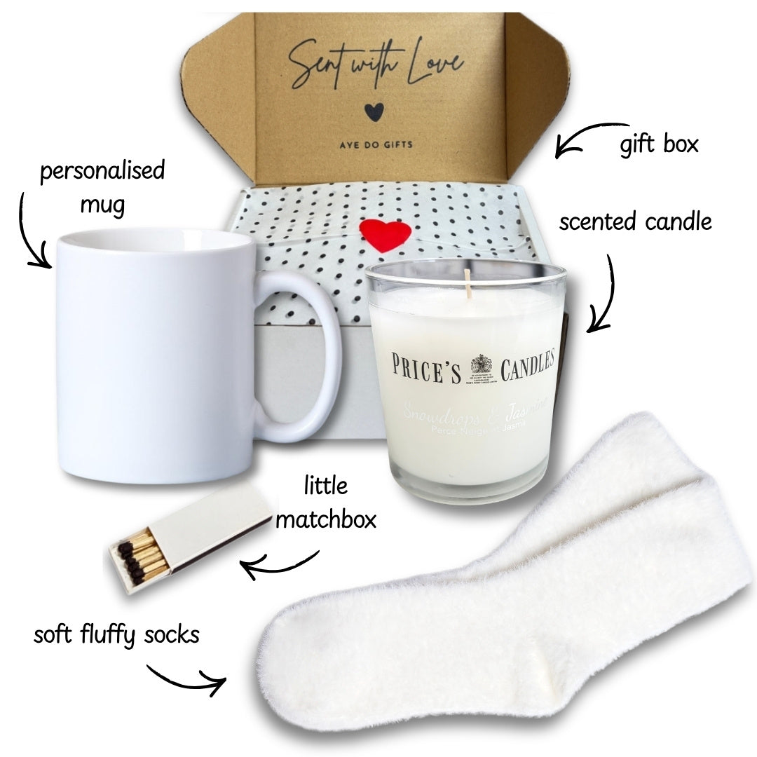 Personalised Grandma's House Funny Mug, Candle & Socks Gift Hamper