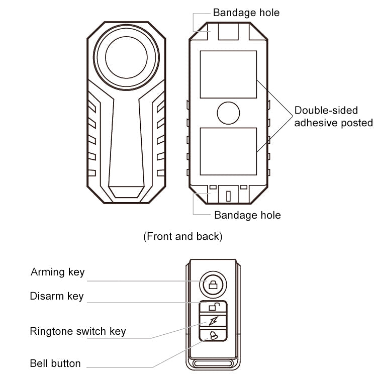 KS-SF22R IP55 Waterproof Wireless 113dB Vibration Burglar Sensor Alarm with Remote Control for Vehicle / Bicycle / Electric Bicycle, KS-SF22R
