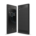 For Sony Xperia XA1 Brushed Texture Carbon Fiber Shockproof TPU Rugged Armor Protective Case(Black)