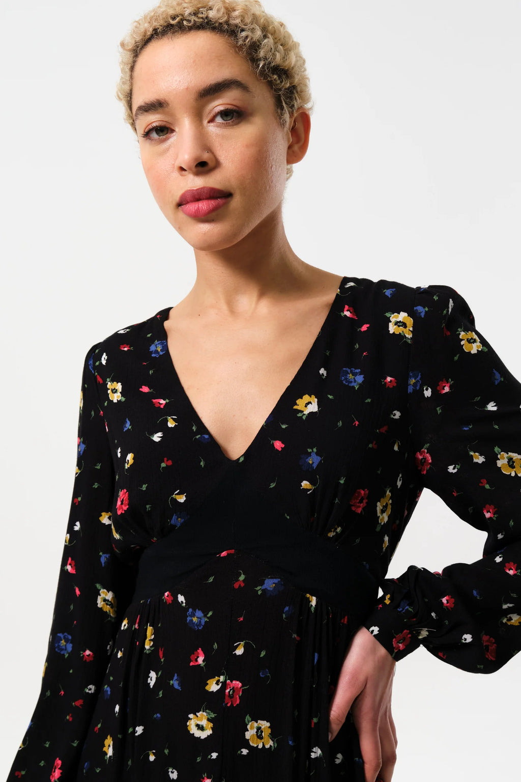 Melany Pick A Mix Print V-Neck Midi Dress