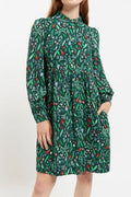 Louche Melly Folk Floral Print Long Sleeve Button Through Mini Dress