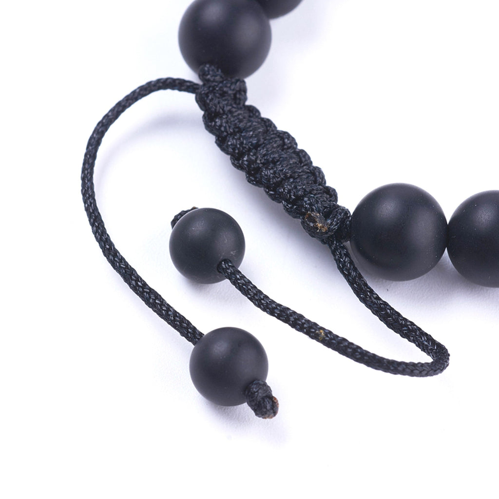 Personalised Men's Black Agate Beaded Bracelet