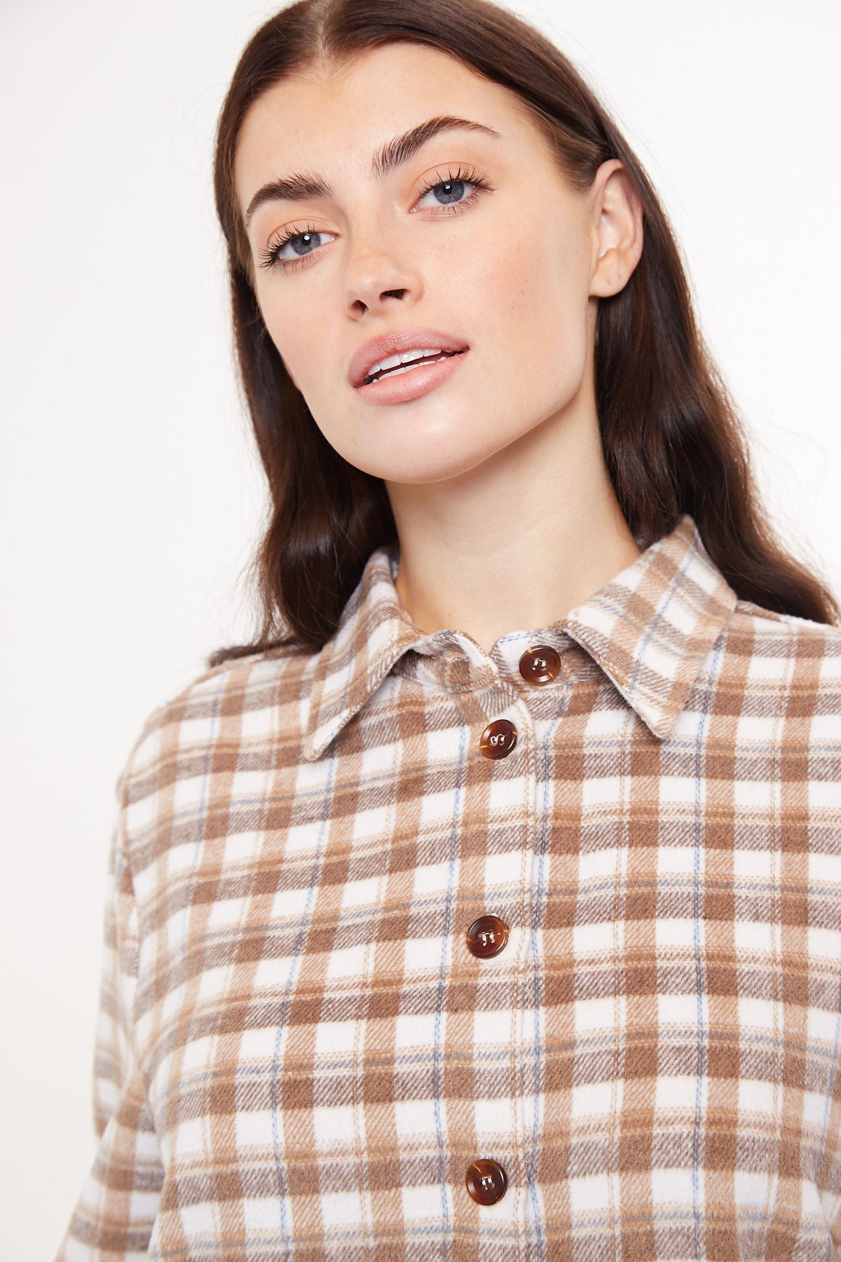 Louche Meriam Check Shacket Beige