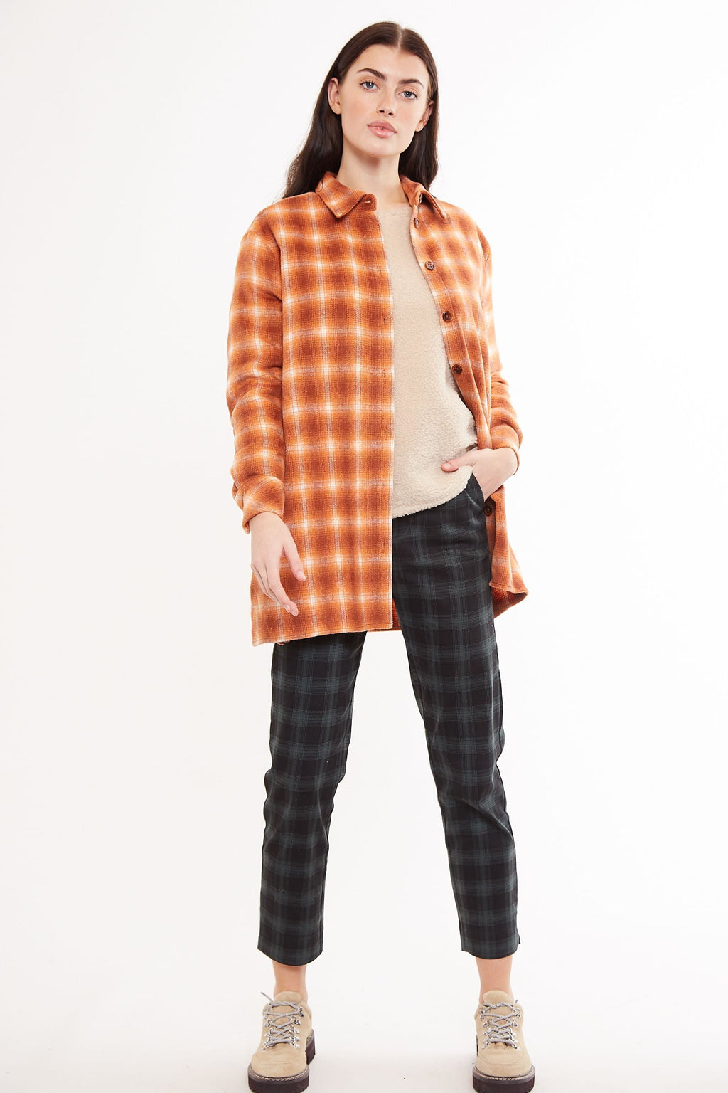 Louche Meriam Check Shacket Rust