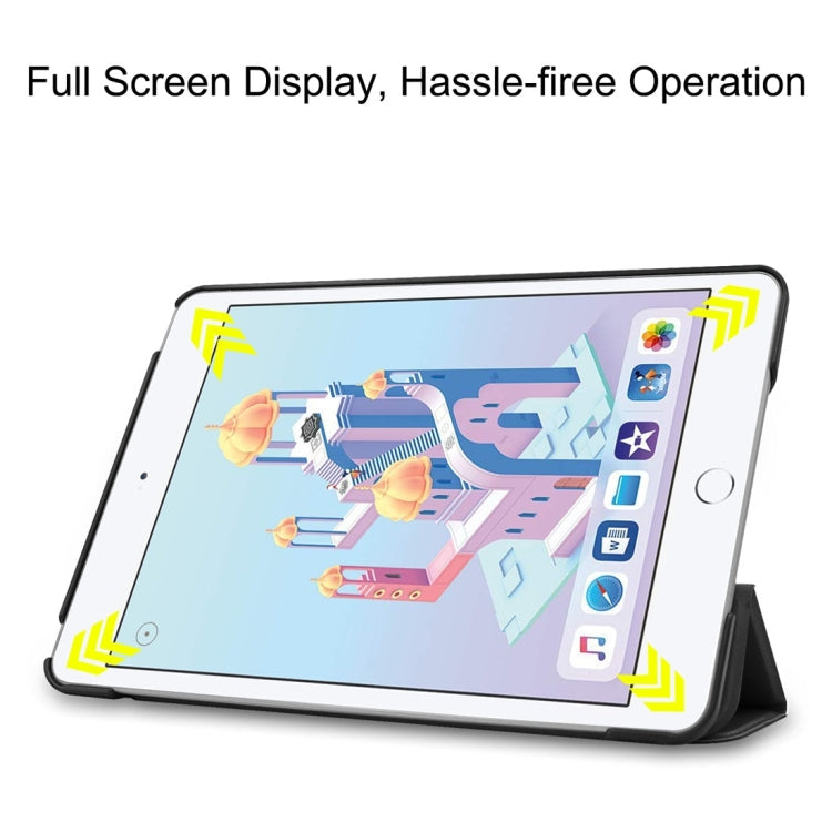 Custer Texture Horizontal Flip Smart PU Leather Case for iPad Mini 4 / Mini 5, with Sleep / Wake-up Function & Three-folding Holder