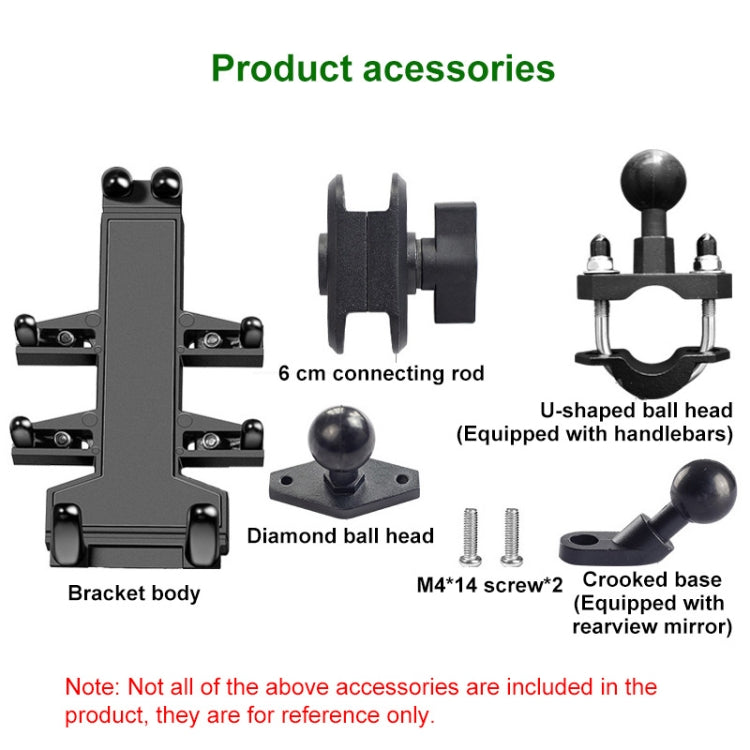 M10 Bolt Ball-Head Motorcycle Multi-function Eight-jaw Aluminum Phone Navigation Holder Bracket, M10 Bolt