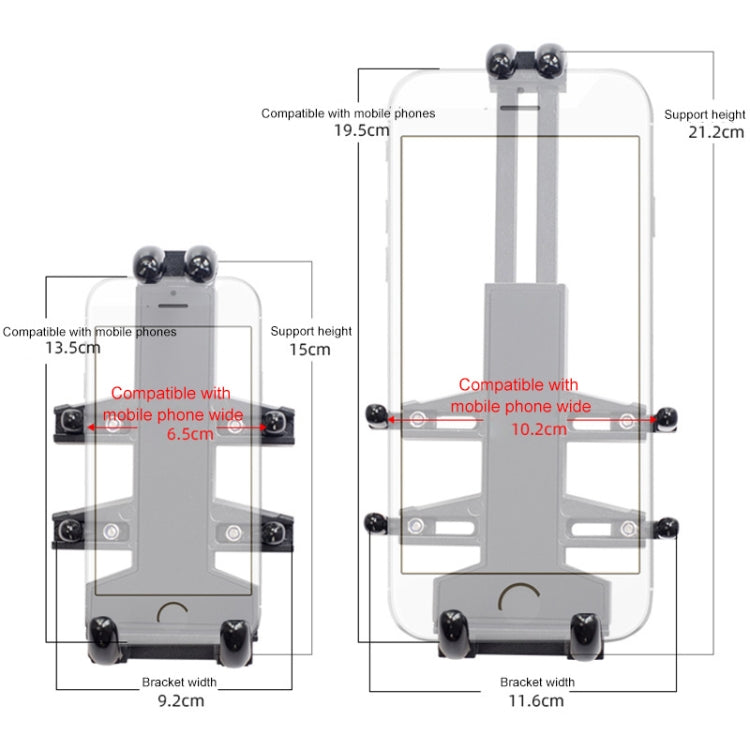 M10 Bolt Ball-Head Motorcycle Multi-function Eight-jaw Aluminum Phone Navigation Holder Bracket, M10 Bolt