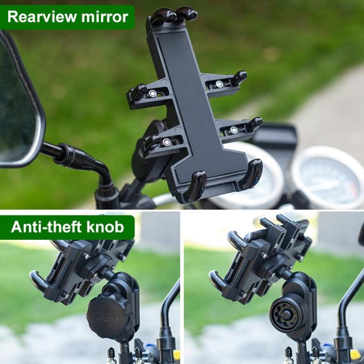 M8 Bolt Ball-Head Motorcycle Multi-function Eight-jaw Aluminum Phone Navigation Bracket with Anti-theft Knobs, M8 Bolt+Anti-theft Knobs