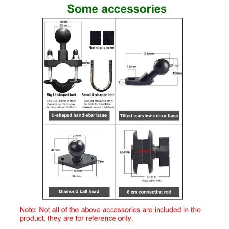 M8 Bolt Ball-Head Motorcycle Multi-function Eight-jaw Aluminum Phone Navigation Bracket with Anti-theft Knobs, M8 Bolt+Anti-theft Knobs