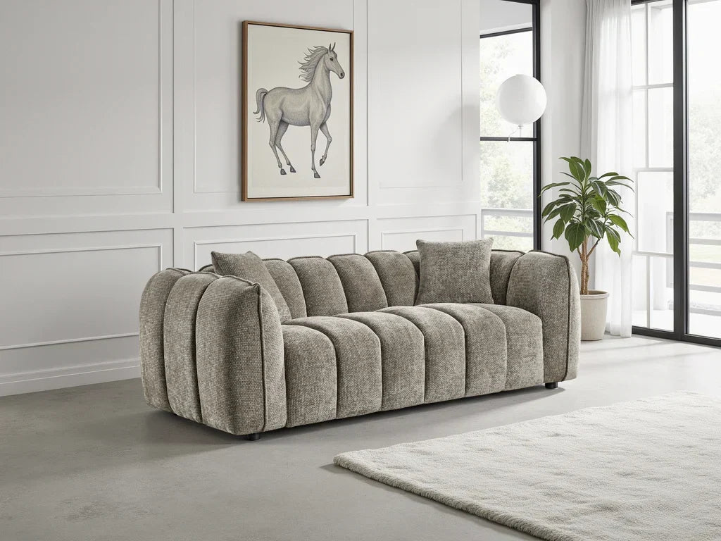 Venice Velvet 3-Seater Sofa - Tufted Design, Deep Cushions