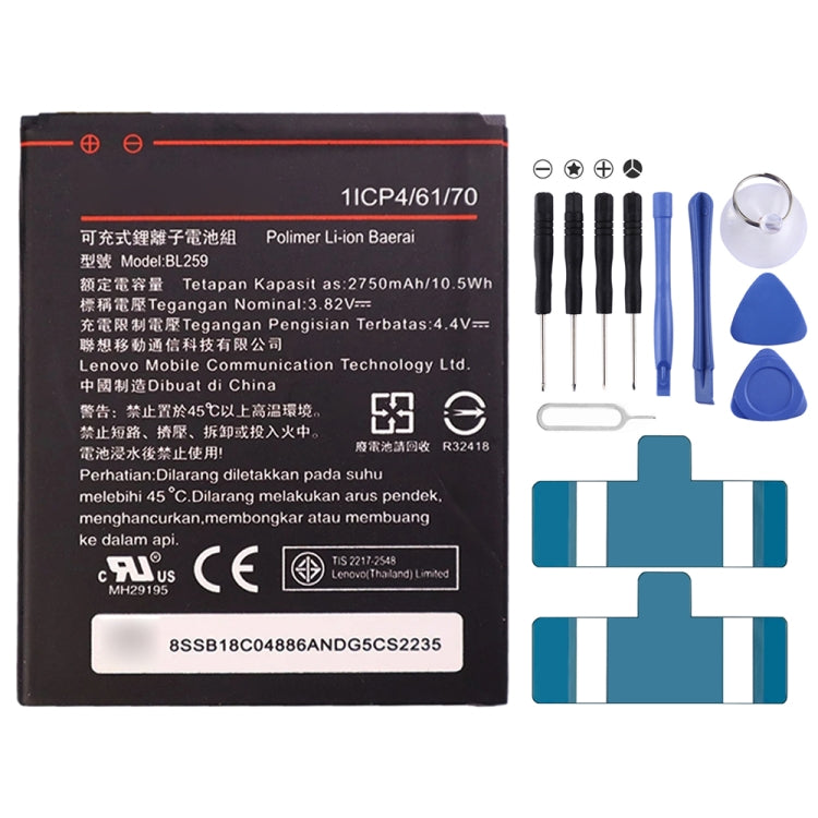 Original 2750mAh BL259 Li-Polymer Battery for Lenovo Vibe K5 Plus / Vibe K5 A6020, For Lenovo Vibe K5 Plus