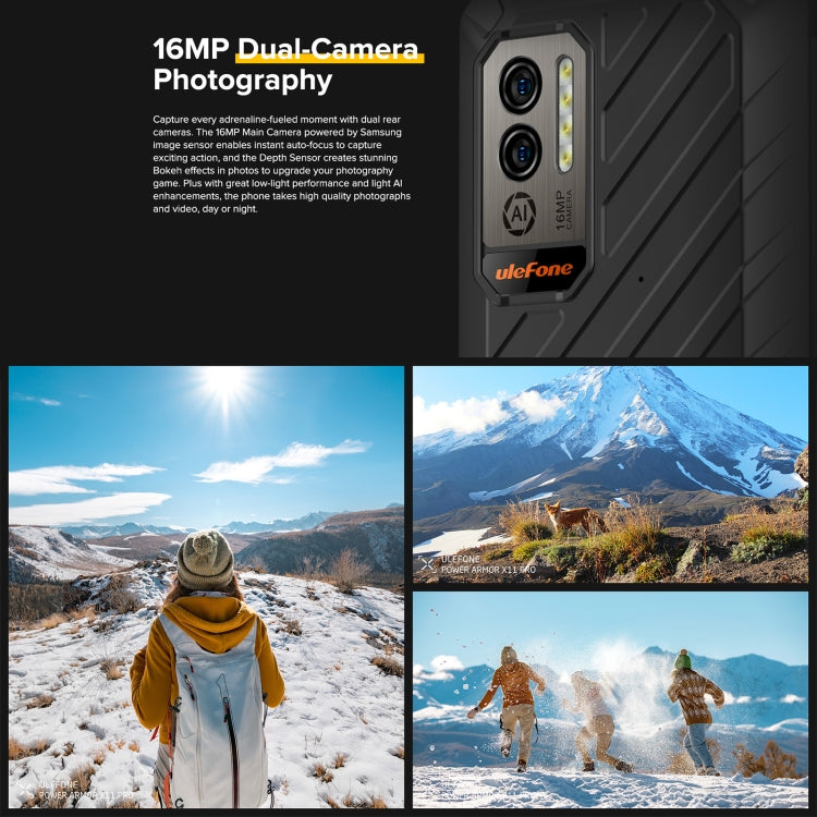 Ulefone Power Armor X11 Pro Rugged Phone, 4GB+64GB, IP68/IP69K Waterproof Dustproof Shockproof, Dual Back Cameras, Face Unlock, 5.45 inch Android 12 MediaTek Helio G25 MT6762VWB Octa Core up to 2.0GHz, Network: 4G, NFC, OTG(Black)
