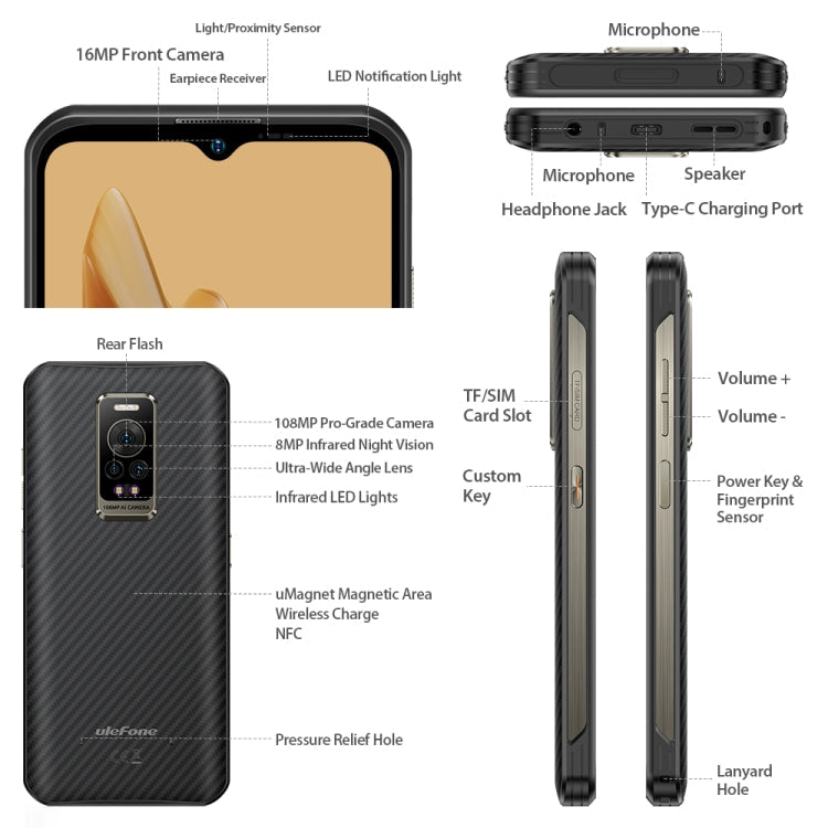 Ulefone Armor 17 Pro Rugged Phone, , 108MP Camera,8GB+256GB