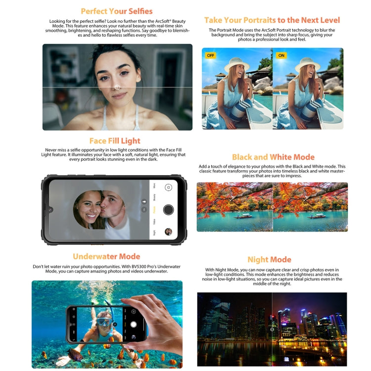 Blackview BV5300 Pro Rugged Phone, 4GB+64GB, IP68/IP69K/MIL-STD-810H, Face Unlock, 6580mAh Battery, 6.1 inch Android 12 MTK6765 Helio G35 Octa Core up to 2.3GHz, Network: 4G, OTG, NFC, Dual SIM(Black)