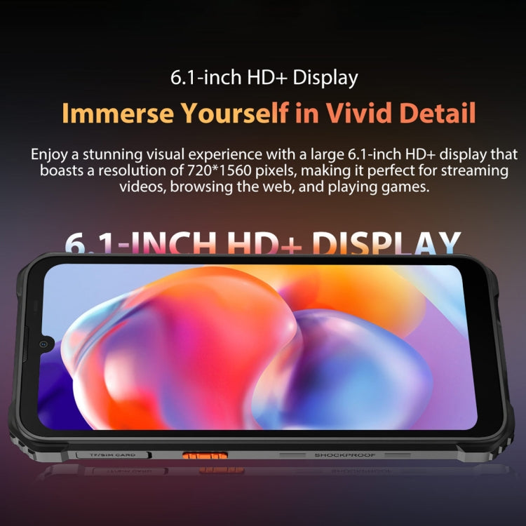 Blackview BV5300 Pro Rugged Phone, 4GB+64GB, IP68/IP69K/MIL-STD-810H, Face Unlock, 6580mAh Battery, 6.1 inch Android 12 MTK6765 Helio G35 Octa Core up to 2.3GHz, Network: 4G, OTG, NFC, Dual SIM(Black)