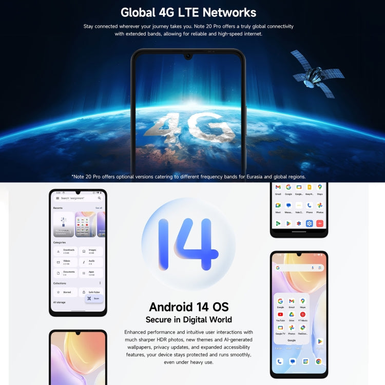Ulefone Note 20 Pro, 4GB+256GB, Face ID & Side Fingerprint, 6000mAh, 6.75 inch Android 14 Unisoc T606 Octa Core, Network: 4G, Dual SIM, OTG (Satin Black)
