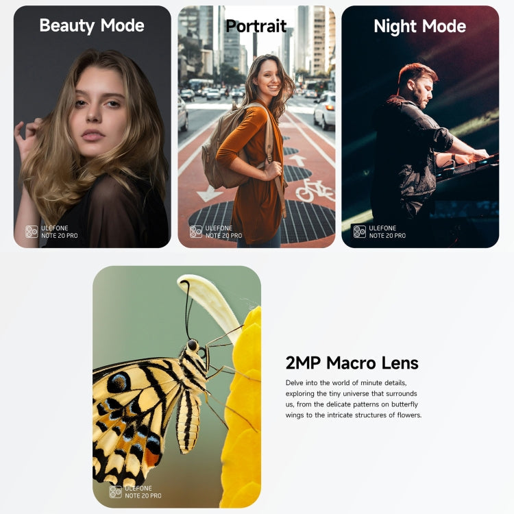 Ulefone Note 20 Pro, 4GB+256GB, Face ID & Side Fingerprint, 6000mAh, 6.75 inch Android 14 Unisoc T606 Octa Core, Network: 4G, Dual SIM, OTG (Satin Black)