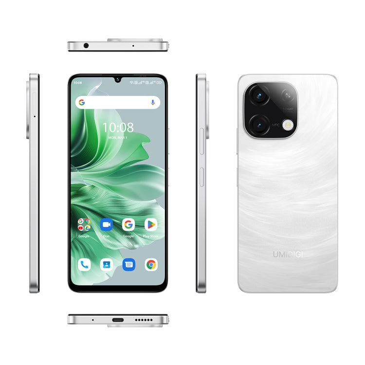 UMIDIGI G9C, 6GB+128GB, Face ID & Side Fingerprint Identification, 6.75 inch Android 14 MediaTek Helio G36 Octa Core, Network: 4G (Galaxy  White)