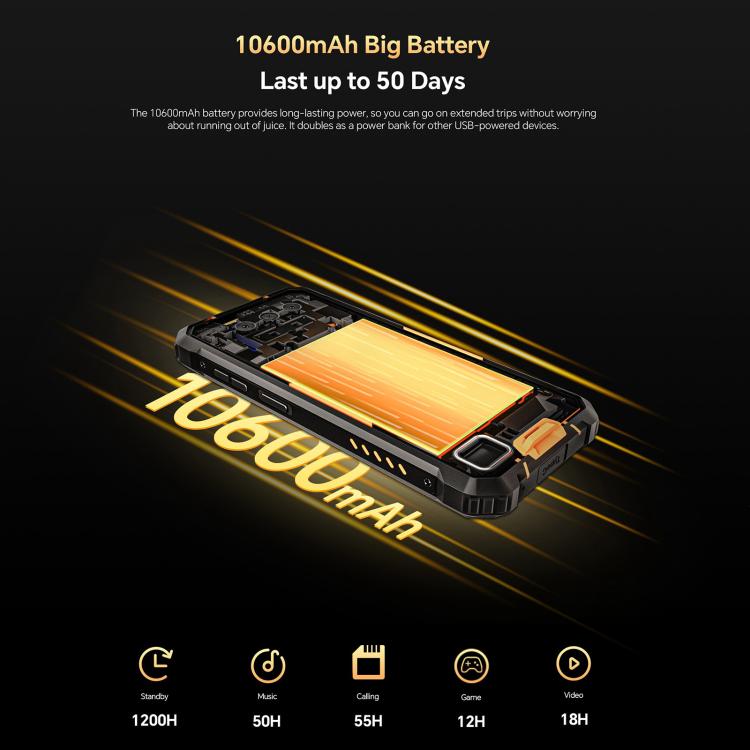 Oukitel WP23 Plus Rugged Phone, 8GB+256GB, 6.52 inch Android 14.0Unisoc T606 Octa-core, NFC, OTG, Network: 4G, WP23 Plus 8GB+256GB