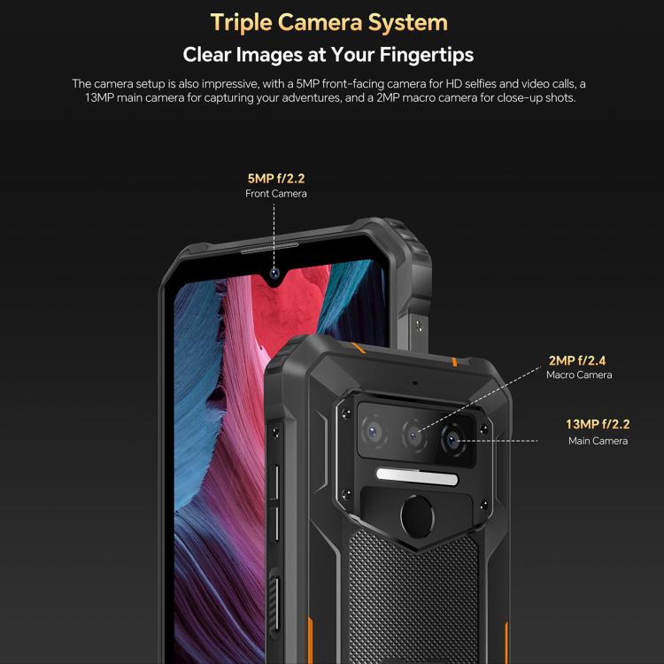 Oukitel WP23 Plus Rugged Phone, 8GB+256GB, 6.52 inch Android 14.0Unisoc T606 Octa-core, NFC, OTG, Network: 4G, WP23 Plus 8GB+256GB