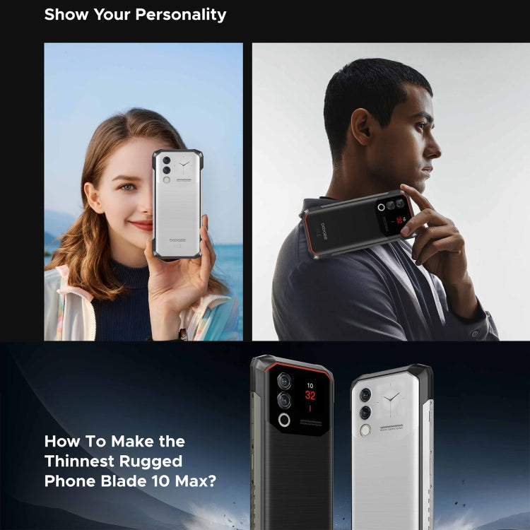 DOOGEE Blade 10 Max, 8GB+256GB, 6.56 inch + 1.54 inch Android 14 Spreadtrum T606 Octa Core, Network: 4G, OTG, NFC (Silver)