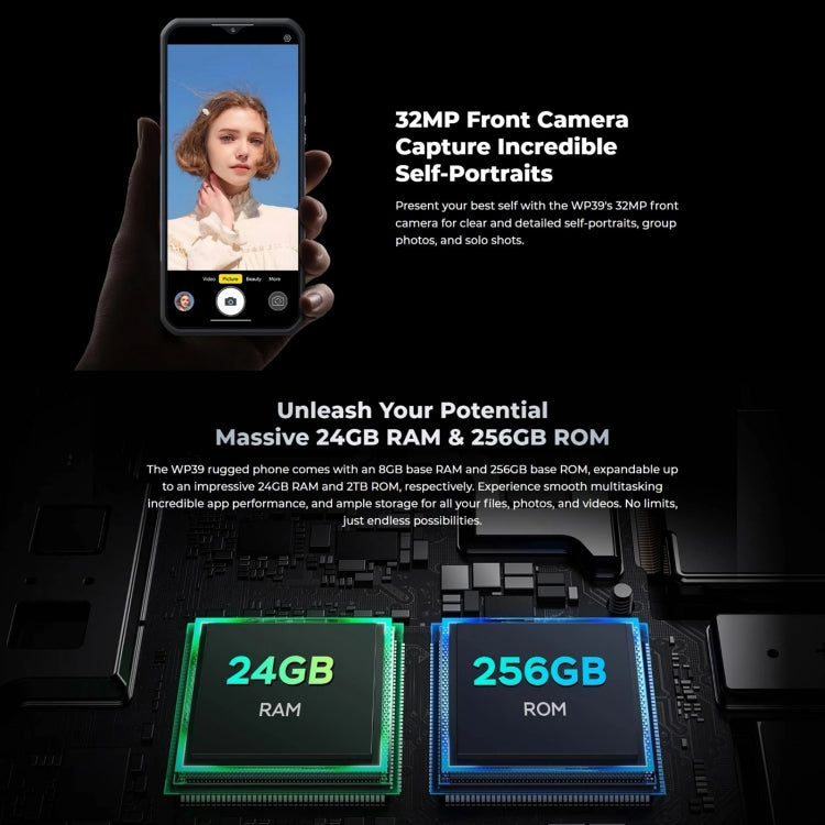 Oukitel WP39 5G Rugged Phone, 6GB+256GB, , Fingerprint Identification, 6.6 inch MediaTek Dimensity 6100+ Octa Core, NFC, OTG, Network: 5G (Green)