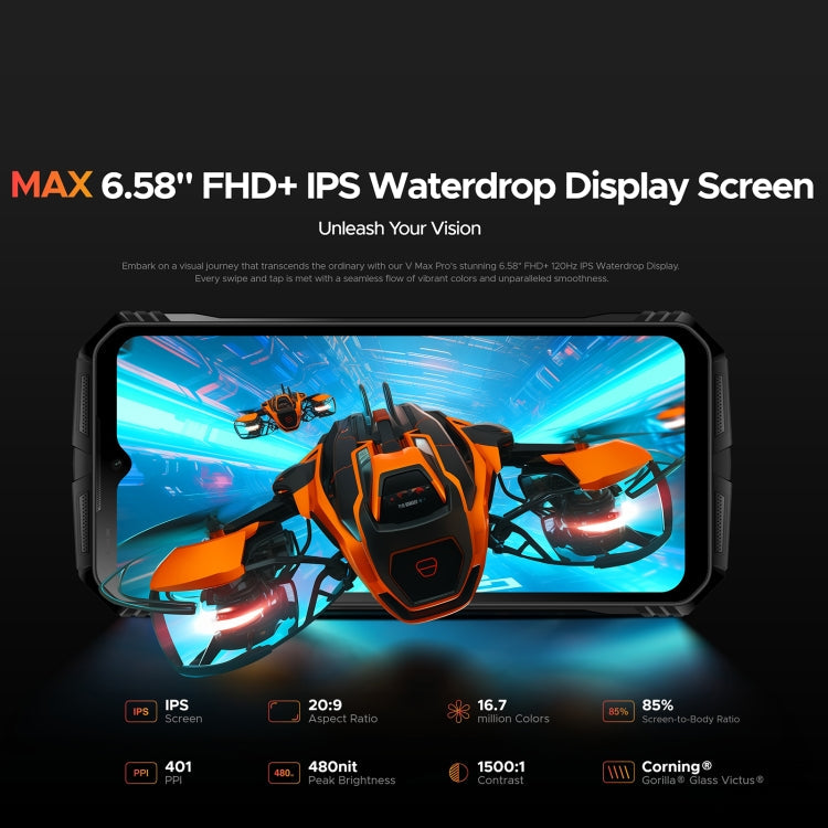 DOOGEE V Max Pro Rugged Phone, 12GB+512GB, 6.58 inch Android 14 Dimensity 7050 Octa Core 2.6GHz, Network: 5G, OTG, NFC (Grey)