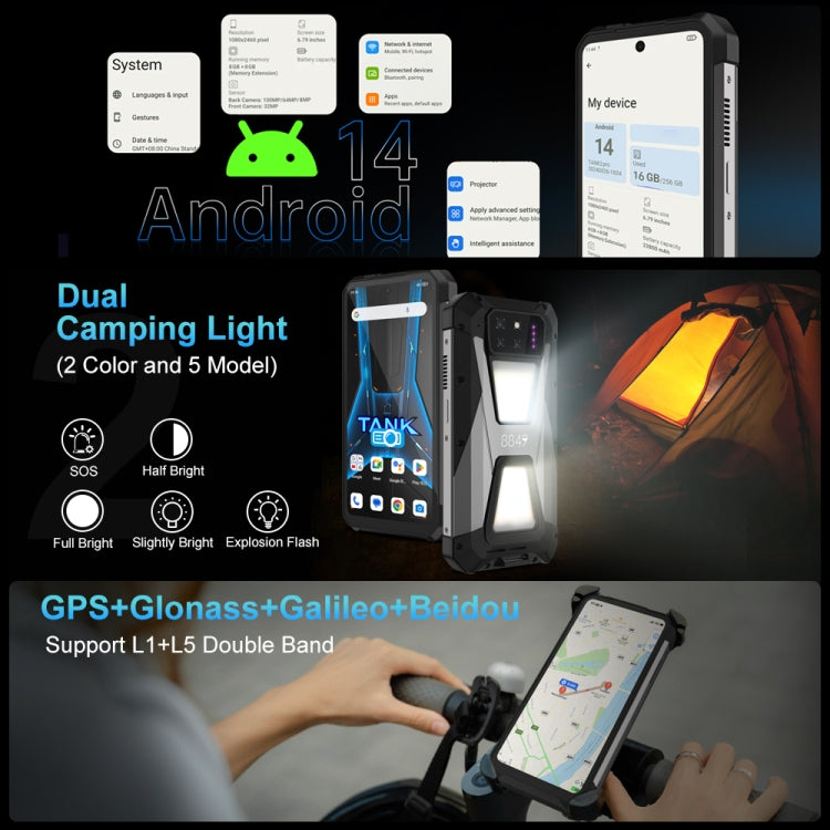 Unihertz 8849 Tank 3S  Projector Rugged Phone, 16GB+512GB, 6.79 inch Android 14 Dimensity 8200 Octa Core, Network: 5G (Black)