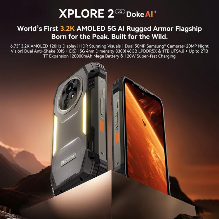 Blackview XPLORE 2, 16GB+1TB, 6.73 inch Android 15 Dimensity 8300 MT6897 Octa Core, Network: 5G, OTG, NFC