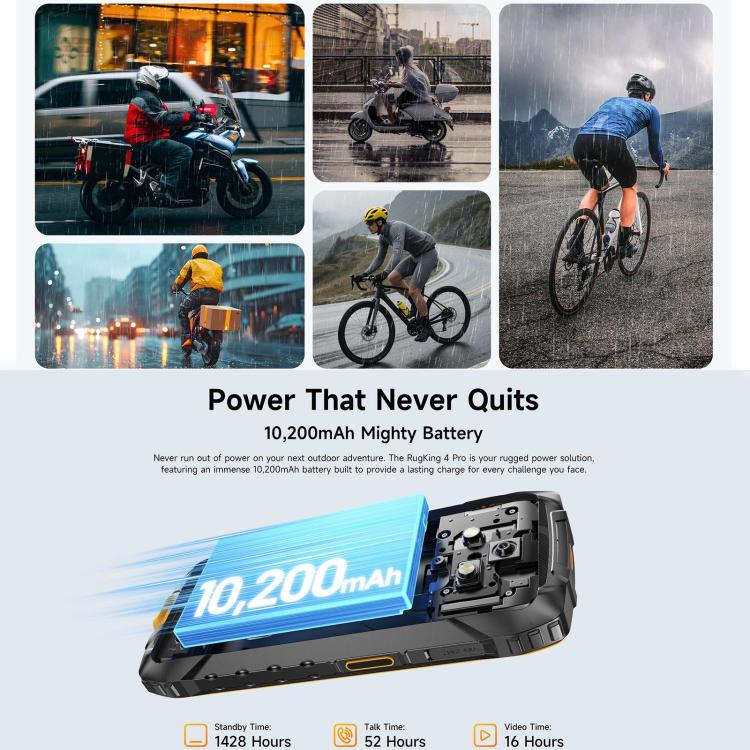 Ulefone RugKing 4 Pro, 8GB+128GB, IP68/IP69K Rugged Phone, 6.56 inch Android 16 Unisoc T7250 Octa Core, Network: 4G, NFC, OTG, RugKing 4 Pro, 8GB+128GB