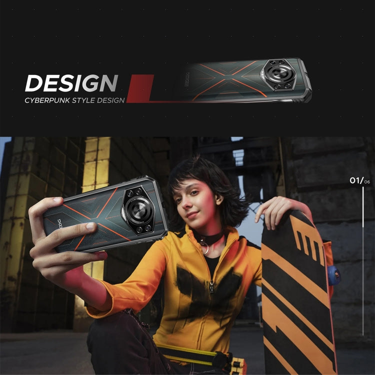 DOOGEE S Cyber, 8GB+256GB, 6.58 inch Android 14 Spreadtrum T606 Octa Core, Network: 4G, OTG, NFC (Black Red)