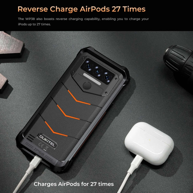 Oukitel WP38 Rugged Phone, 12GB+256GB, IP68/IP69K, Fingerprint Identification, 10600mAh, 6.52 inch MediaTek MT8788 Octa Core, NFC, OTG, Network: 4G (Black)