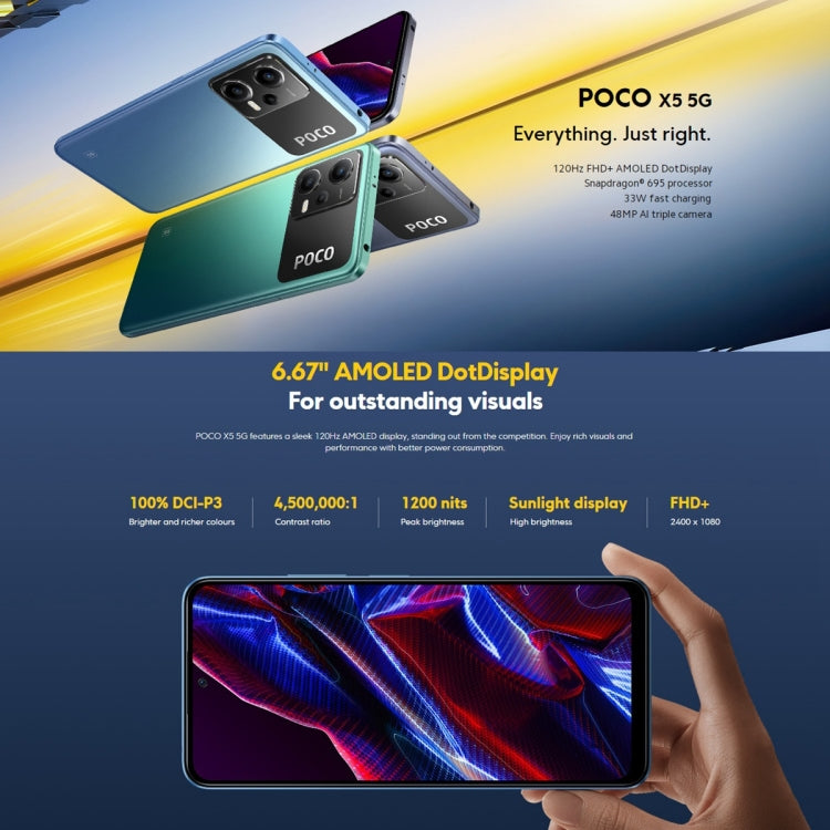 Xiaomi POCO X5 5G Global EU Version, 48MP Camera, 8GB+256GB