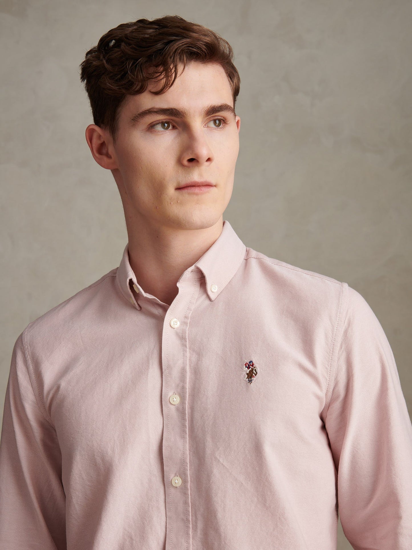 Mens Peached Oxford Shirt Sepia Rose
