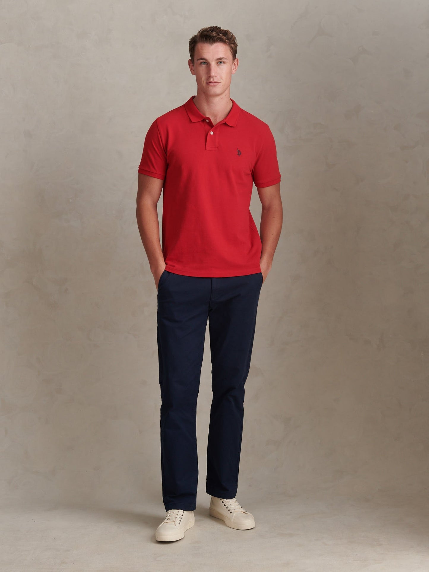 Mens Double Horsemen Polo Shirt Haute Red