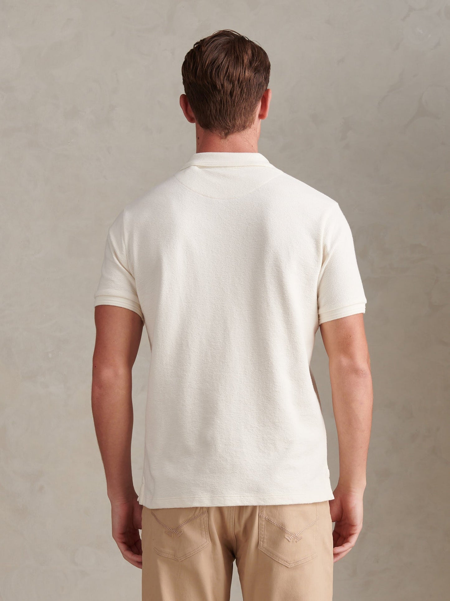 Mens Texture Terry Polo Shirt Whisper White