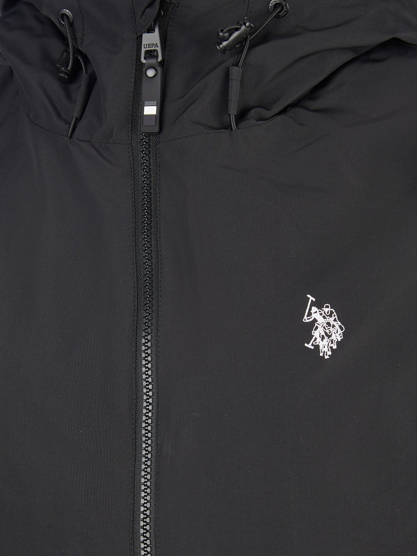 Mens Fleece Lined Windbreaker Jacket in Black Bright White DHM