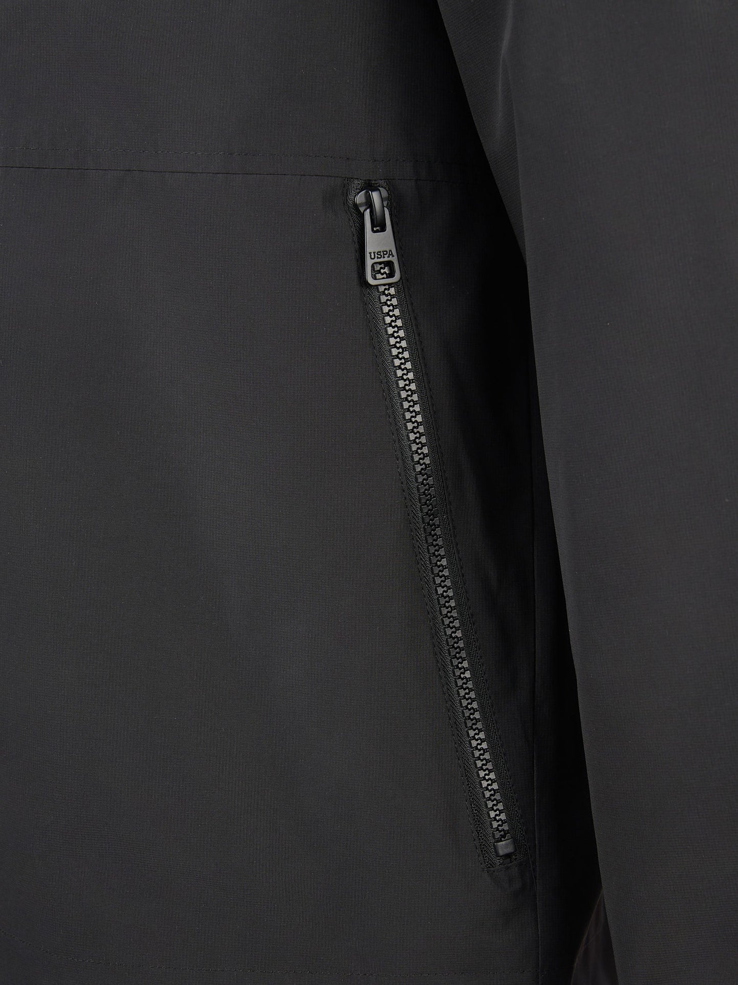 Mens Fleece Lined Windbreaker Jacket in Black Bright White DHM