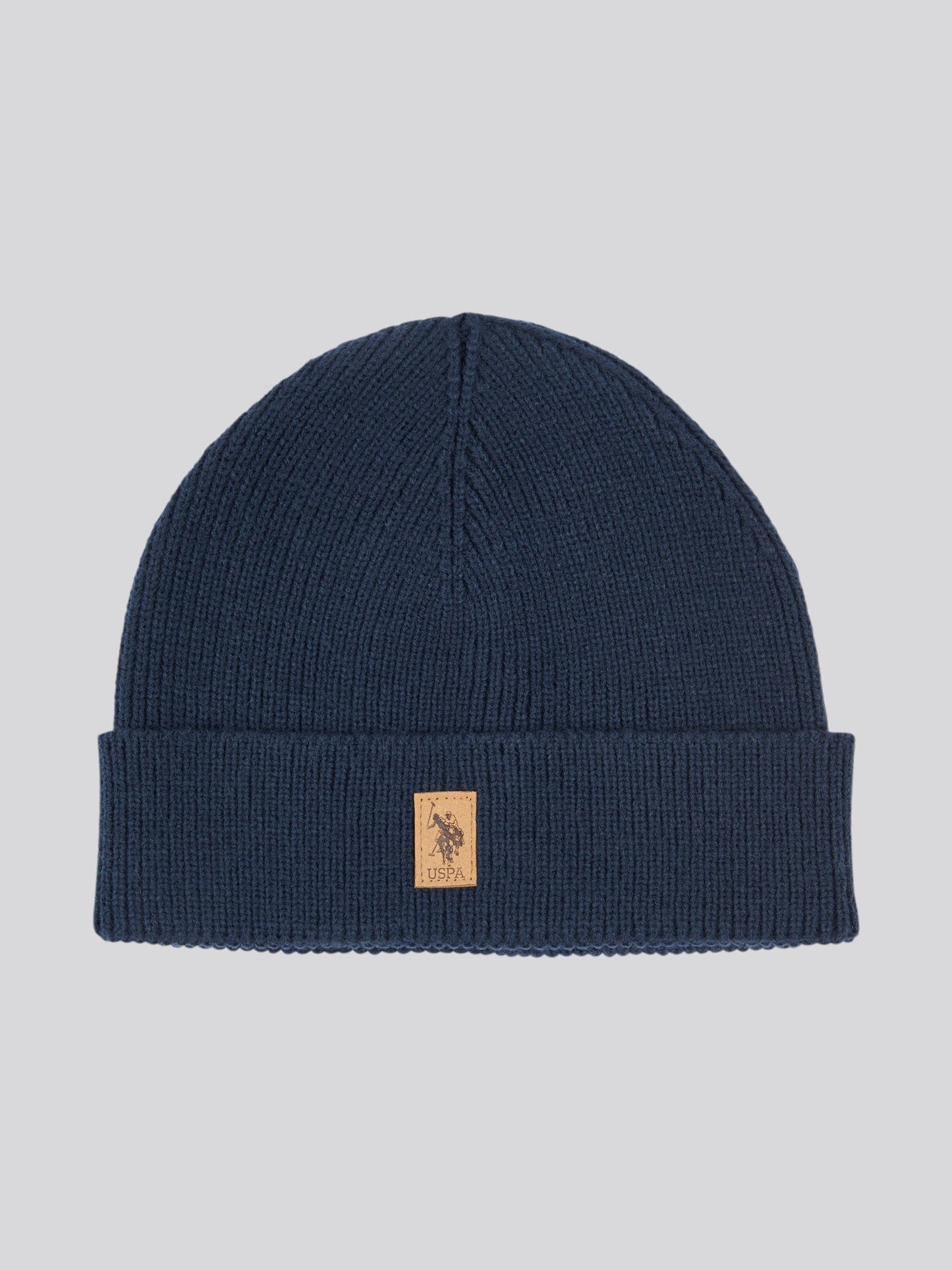 Mens Luxury Rib Knit Beanie & Scarf Set in Dark Sapphire Navy