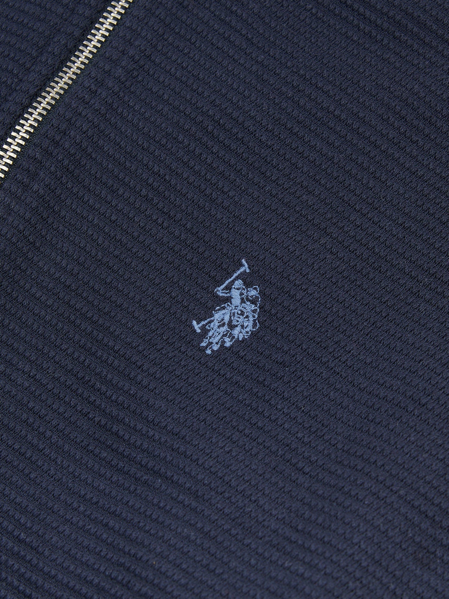 Mens Texture Zip Through Hood in Dark Sapphire Navy / Moonlight Blue DHM