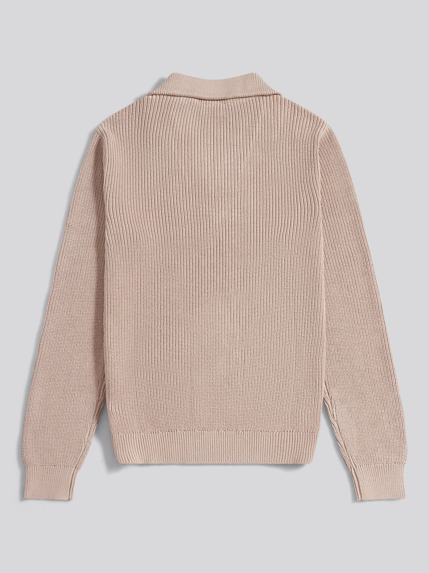 Mens Half Cardigan Stitch Knit Funnel in Atmosphere