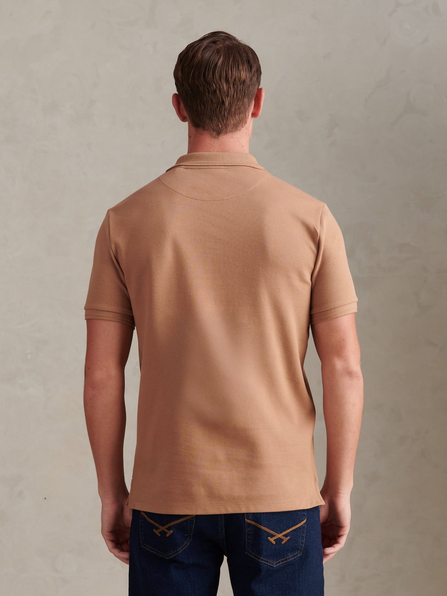 Mens Twill Texture Polo Shirt Burro