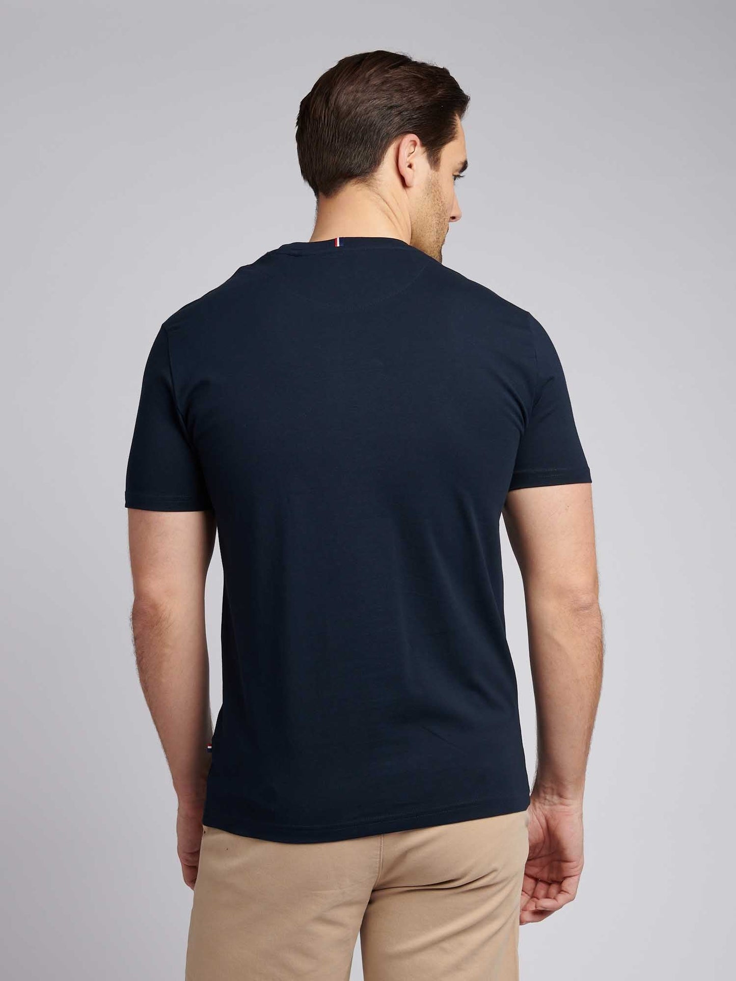 Mens Large Player T-Shirt in Dark Sapphire Navy / Haute Red DHM